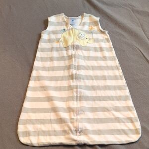 Halo White and Gray Striped Sleep Sack with Elephant